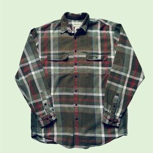 Vintage Y2K Eddie Bauer Long Sleeve Button Down Plaid Red Green Mens Tall Large